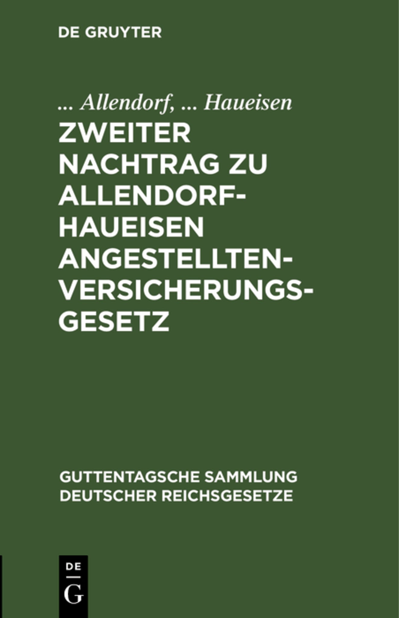 Zweiter Nachtrag zu Allendorf-Haueisen Angestelltenversicherungsgesetz